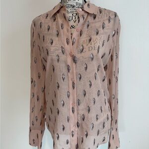 Equipment Tan Feather Print Blouse